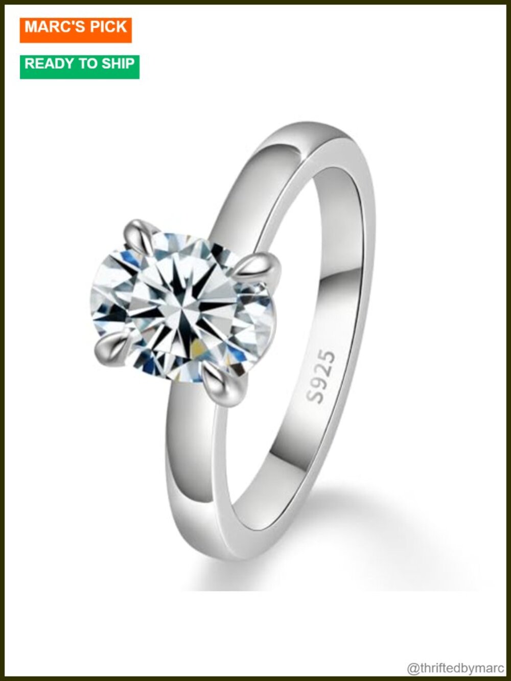 1.5CT Oval Moissanite Solitaire Engagement Ring 925 Sterling Silver 18K White